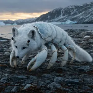 Arctic fox + Crab